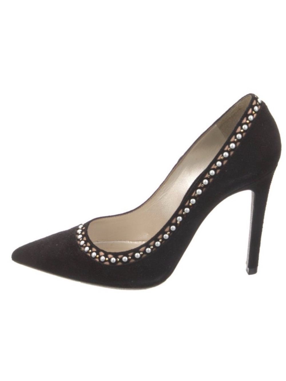 René Caovilla pearl-embellished suede pumps